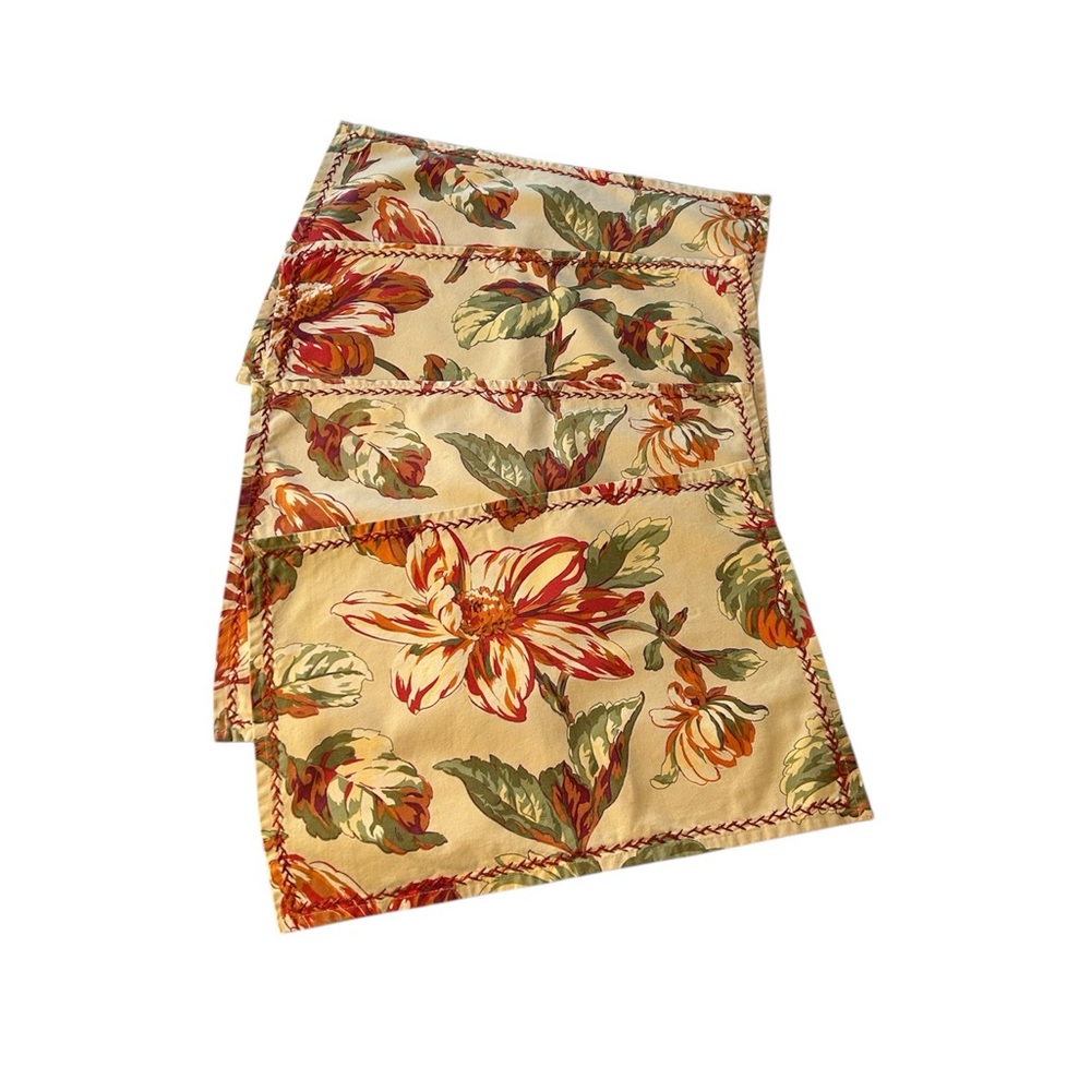 April Cornell Set Of Four French Country Fall Floral Fabric Placemats